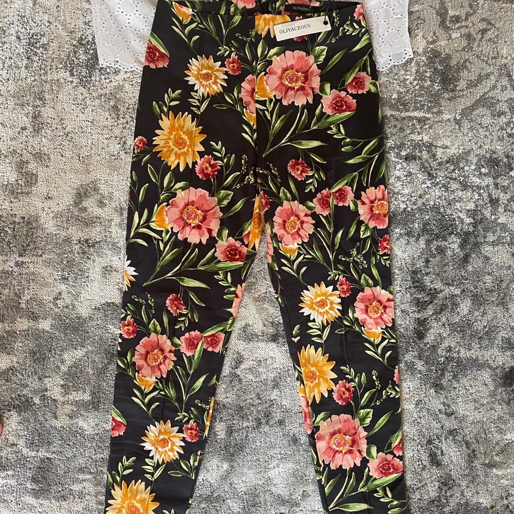 Summer Pants floral printed cotton with elastin